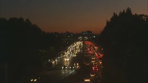 Seoul traffic sunset timelapse from Circle Hotel Seoul Stock Footage 320409437