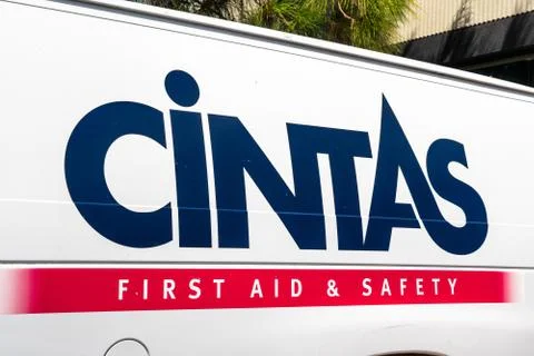 Sep 16, 2019 Fremont / CA / USA - Cintas logo on one of their mini vans; Cint Stock Photos