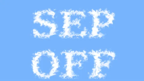 Sep Off cloud text effect sky isolated background Stock Footage 139637953