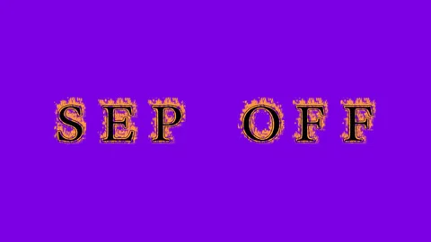 Sep Off fire text effect violet background Stock Footage 136245721
