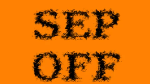 Sep Off smoke text effect orange isolated background Video stock 139625343