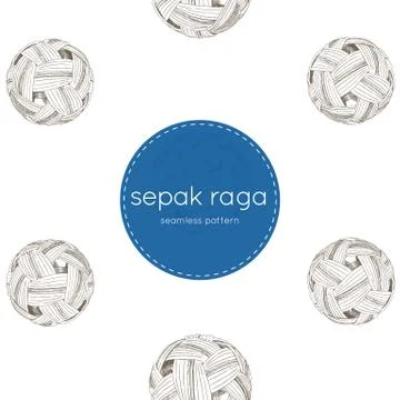 Sepak raga ball, seamless pattern vector. Stock Illustration
