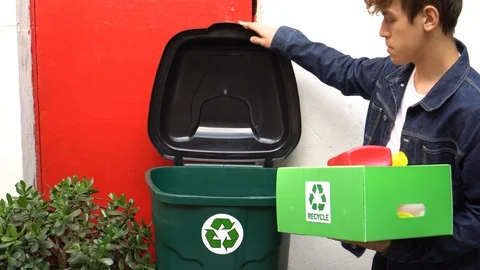 Separate collection container for plastic waste Stock Footage 122355068