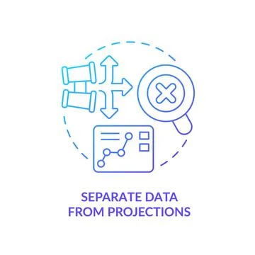 Separate data from projections blue gradient concept icon Illustrazione stock