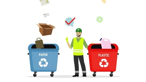 Separate garbage collection. Different trash bins for each type of garbage... Stock Footage 307089169