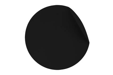 Separate glossy black circle sticker on white background. Stock Illustration