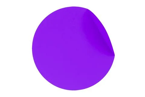 Separate shiny purple circle sticker on white background. Stock Photos