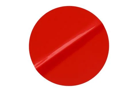 Separate shiny red circle sticker on white background. Stock Photos