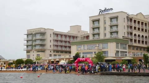 Separate start triathlon competition Stock Footage 163248829