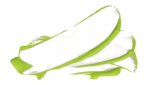 Separate torn green brush strokes on white background. Stock Photos