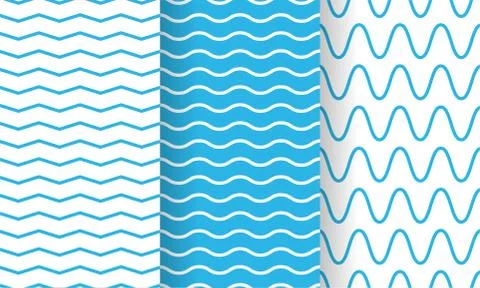 Separate waves, wavy endless stripes patterns set, collection. Winding streak Stockillustratie