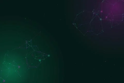 Separated clusters of fine connected lines and radiant points float across .. Stock-Illustration