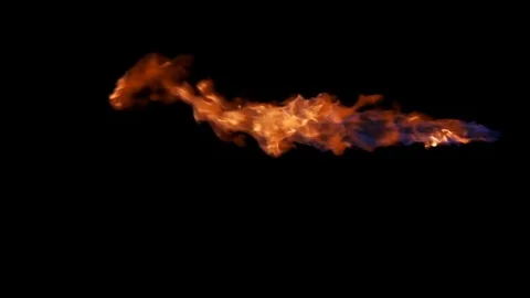 Separated jet of flame against black background from left to right Stock Footage 77134476