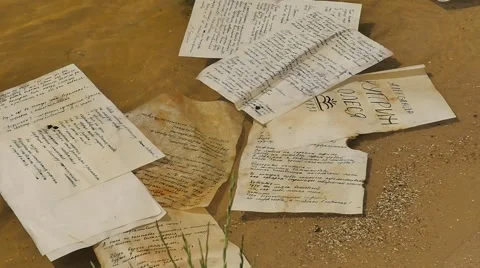 Separated Pages Without Bind Thrown Into Water Hand-Written Paper Novelette by Stock Footage 64747417