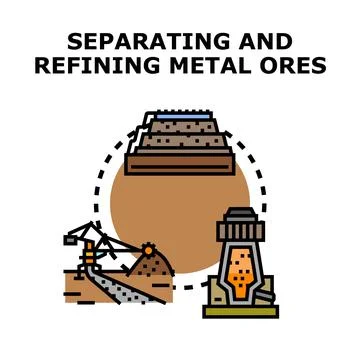 Separating and refining metal ore process industry イラスト素材