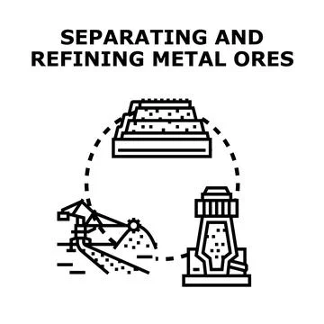 Separating and refining metal ore process industry Stock Illustration
