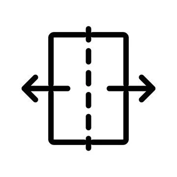 Separating arrow in two part icon linear logo mark in black and white Ilustración de archivo
