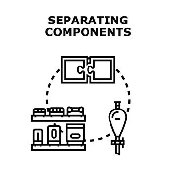 Separating components for analysis and assembly process Stock Illustration