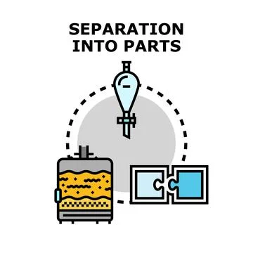 Separating components and parts into a process Stock Illustration