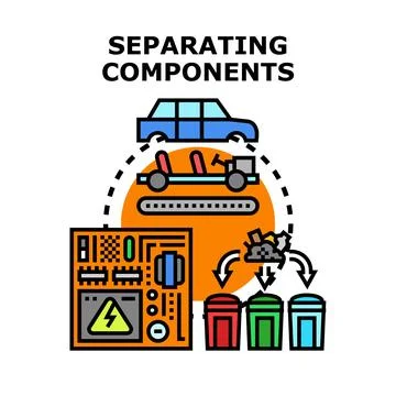 Separating components for recycling and reuse concept Stock Illustration