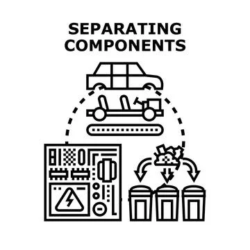 Separating components for recycling and reuse concept Stock Illustration