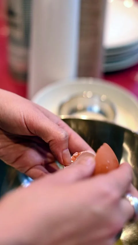 Separating Egg White from Yolk. Cooking Process Stock Footage 304705228
