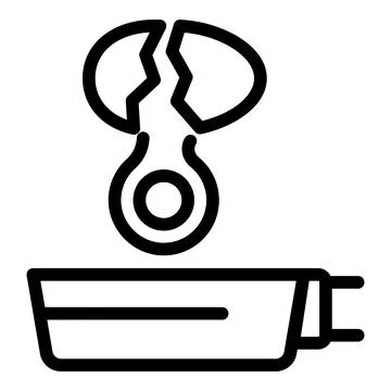 Separating egg yolk from white using tool over bowl line icon イラスト素材