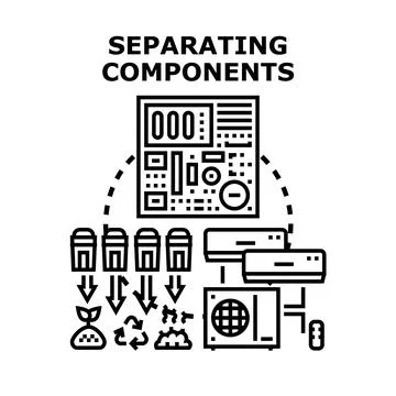 Separating electronic components for recycling and waste management Stock Illustration