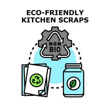 Separating kitchen waste for eco friendly recycling and reuse Stock Illustration