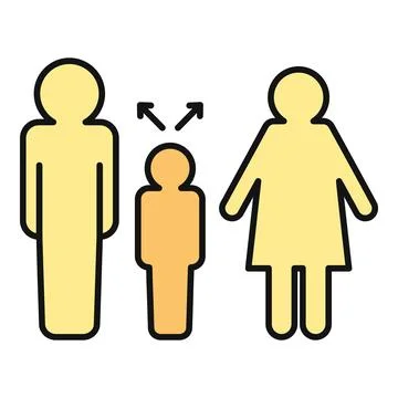 Separating parents creating child custody conflict icon Stock Illustration