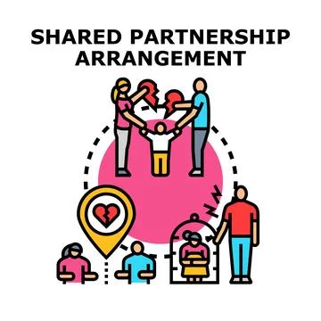 Separating parents sharing child custody arrangement Stock Illustration