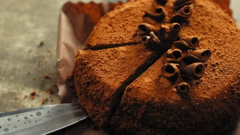 Separating a piece from a cake Stock Footage 144230185