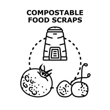Separating rotten food scraps for composting Stock Illustration