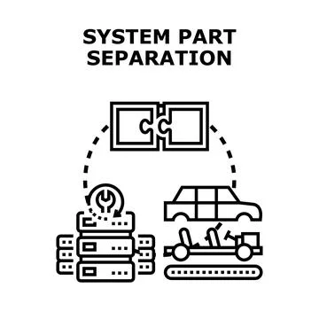 Separating system parts concept for maintenance and upgrade Stock Illustration