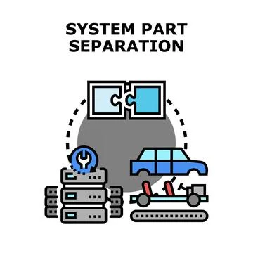 Separating system parts concept for maintenance and upgrade Stock Illustration