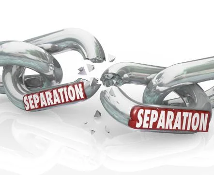 Separation chain links break apart dividing pulling away Stock Illustration