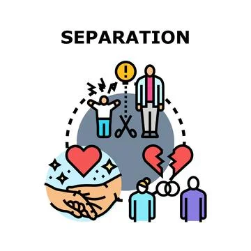 Separation concept for relationship breakup and divorce Stock Illustration
