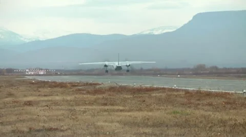Separation from a runway and the beginning of flight of the An-32 plane Stock-Footage 20502882