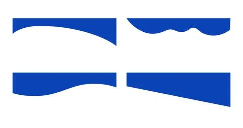 Separator blue shape for website set. Curve lines frame for top page isolated on Stock Illustration