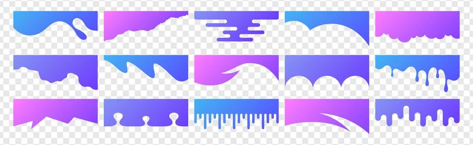 Separator header, section dividers shapes, blue and purple headline design Stock Illustration