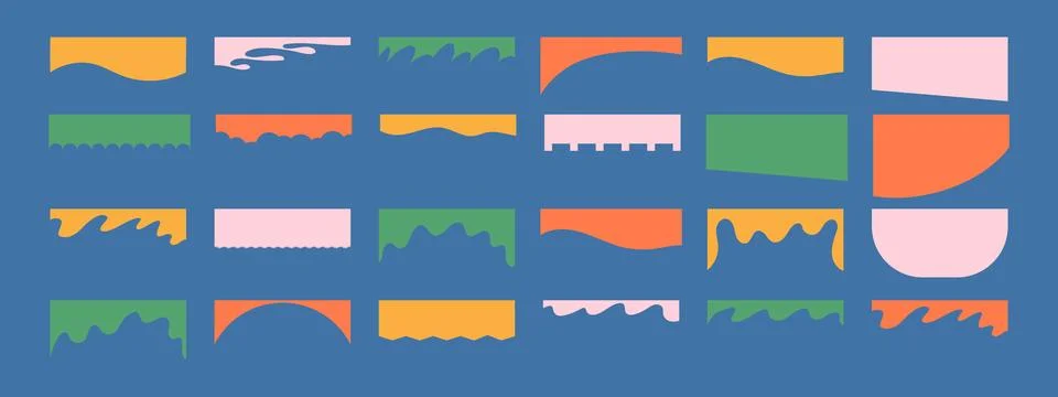 Separator header set with drops, waves, organic and geometric shapes. Isola.. Stock Illustration