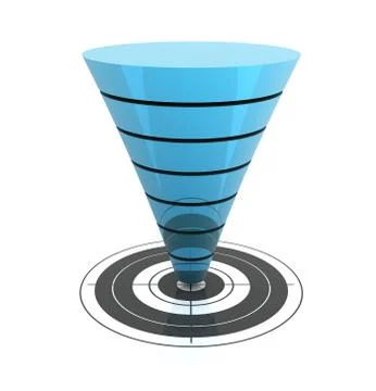 Seperating funnel graph 3d illustration Stock Illustration