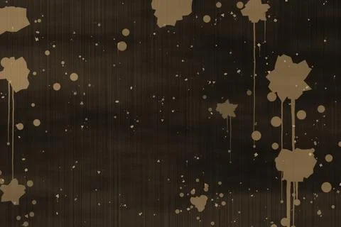Sepia abstract background with ink splatters and star-like shapes on stripe.. Иллюстрация
