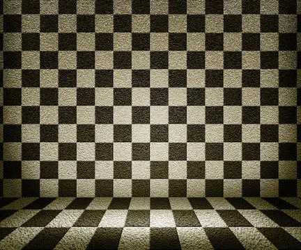 Sepia chessboard room background Stock Illustration