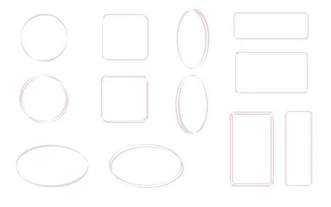 Sepia Circle and Rectangle Frame Set Stock Illustration