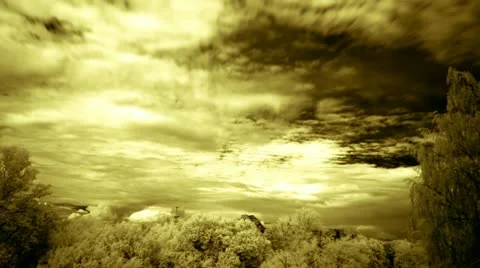 Sepia clouds, infrared time lapse t3328 Stock Footage 11409646