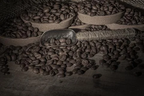 Sepia. Coffee beans. Stock Photos