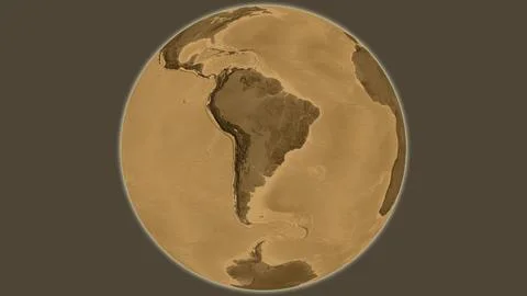Sepia elevation globe map centered on Paraguay Ilustración de archivo