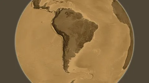 Sepia elevation map centered on Paraguay neighborhood area イラスト素材