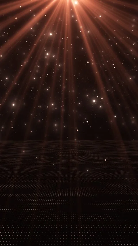 Sepia stage light motion background falling bright beams, sparkling particles, p Stock Footage 340416487